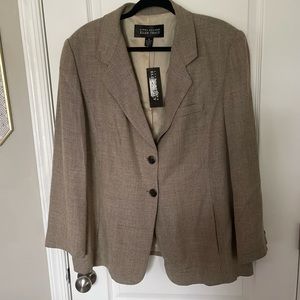 NWT Linda Allard Ellen Tracy Womens Chocolate Viscose/Linen Jacket Size 18